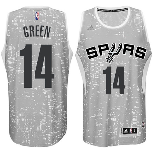 Male San Antonio Spurs #14 Danny Green City Lights Gray Swingman Jersey