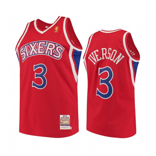 Allen Iverson Philadelphia 76Ers Hardwood Classics  Red Jersey