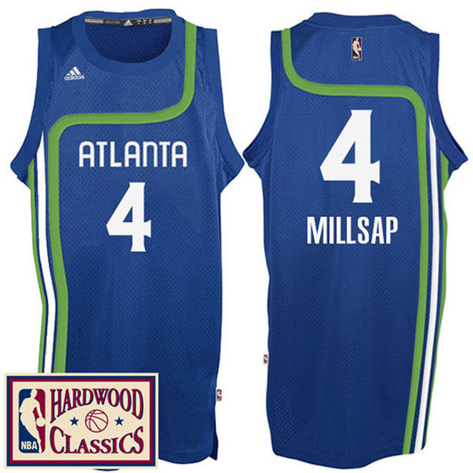 Male 2016-17 Season Atlanta Hawks #4 Hardwood Classics Throwback Royal Jersey Paul Millsap Jersey