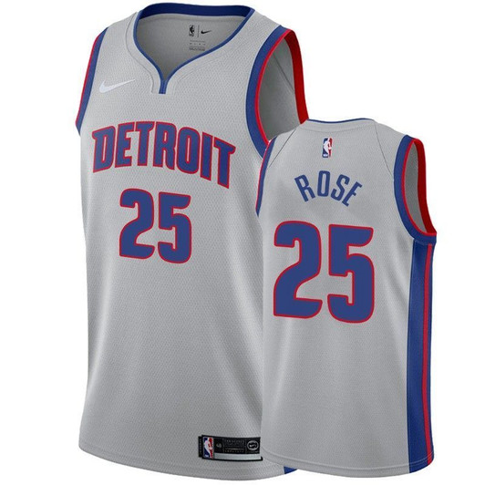 Men'S Detroit Pistons Derrick Rose #25 Statet Jersey