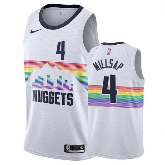 Nuggets Male Paul Millsap #4 2018-19 City White Jersey