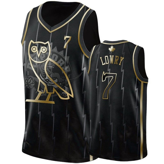 Toronto Raptors Kyle Lowry #7 Ovo Black Golden Edition Jersey