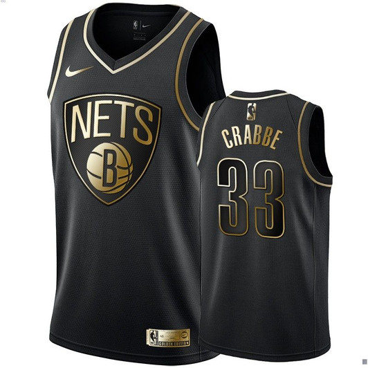 Men'S Brooklyn Nets Allen Crabbe Black #33 Golden Edition Swingman Jersey
