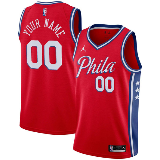 Philadelphia 76Ers Jordan Brand Swingman Custom Jersey - Statement Edition - Red