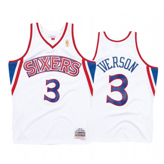 Allen Iverson #3 Philadelphia 76Ers White Hardwood Classics Jersey