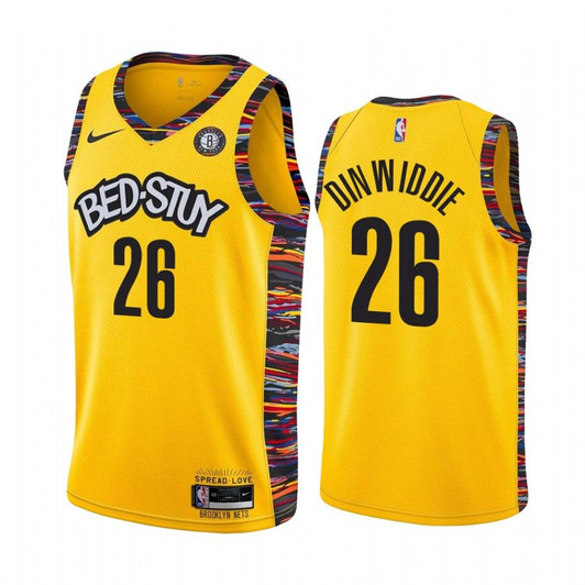 Spencer Dinwiddie Brooklyn Nets 2019-20 Yellow City #26 Jersey
