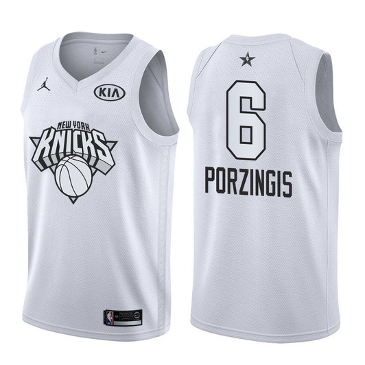 2018 All-Star Knicks Male Kristaps Porzingis #6 White Jersey