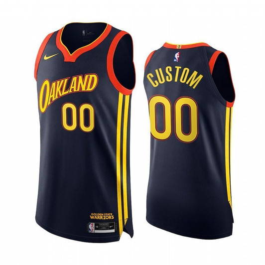 Custom Golden State Warriors Navy  City Edition 2020-21 Jersey Player