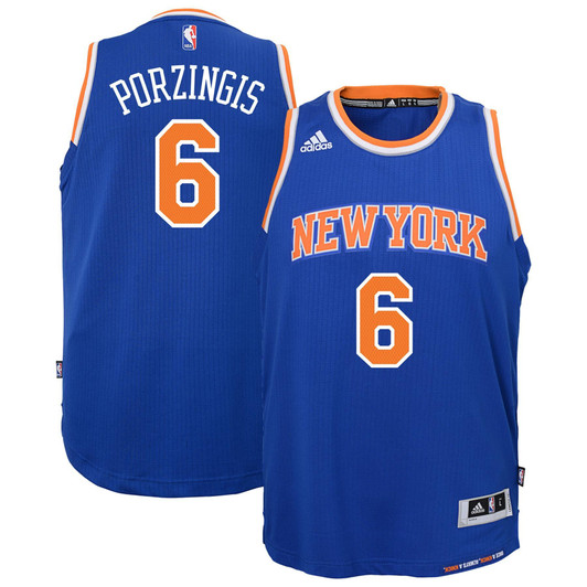 Kristaps Porzingis New York Knicks Adidas  Road 2014-2015 Swingman Jersey - Blue