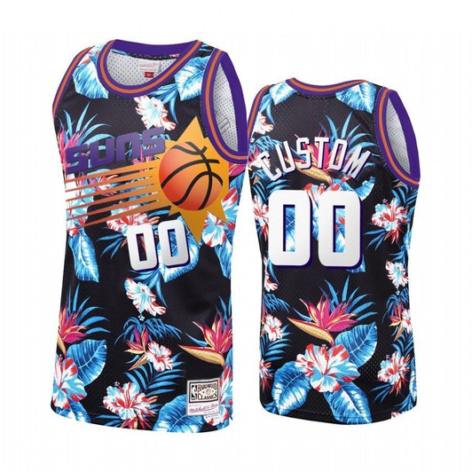 Custom #00 Phoenix Suns Black Floral Fashion Jersey