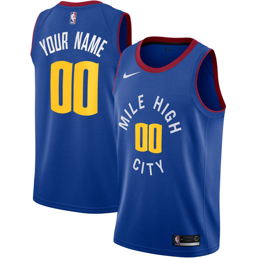 Denver Nuggets Nike Replica Replica Replica Swingman Custom Jersey Blue - Statement Edition