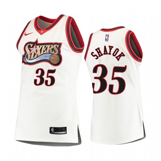 Philadelphia 76Ers #35 Marial Shayok White Hardwood Classics Men'S Jersey
