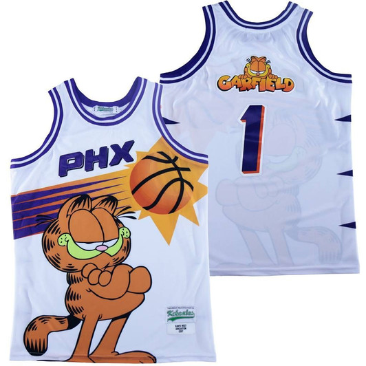 1 Phoenix Suns Garfield Cat White Basketball Jersey
