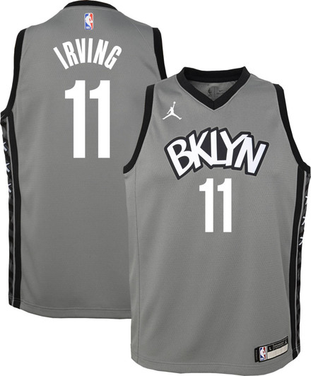 Jordan Youth Brooklyn Nets Kyrie Irving #11 Grey 2020-21 Dri-Fit Statement Swingman Jersey