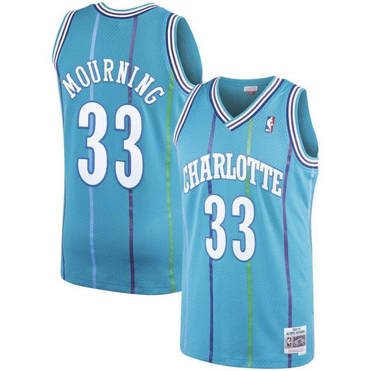 Alonzo Mourning Charlotte Hornets 1992-93 Hardwood Classics Jersey Teal 2019