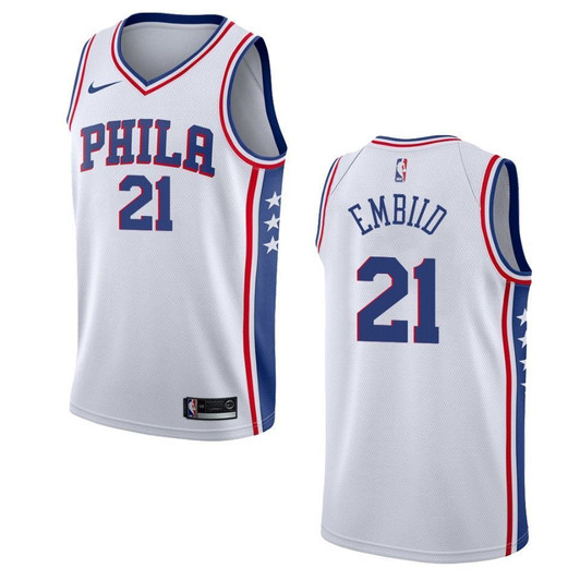 Philadelphia 76Ers 21 Joel Embiid Association Swingman White 3D Jersey