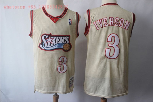 Philadelphia 76Ers Allen Iverson 3 2021 Nba New Arrival Beige Jersey