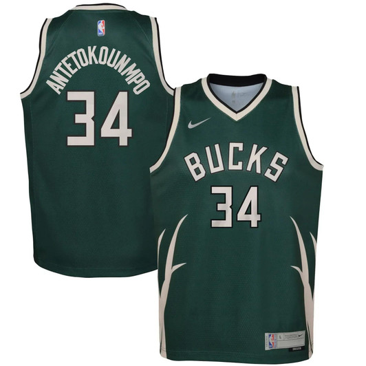 Giannis Antetokounmpo Milwaukee Bucks Nike Youth 2020/21 Swingman Player Jersey Hunter Green - Earned Edition
