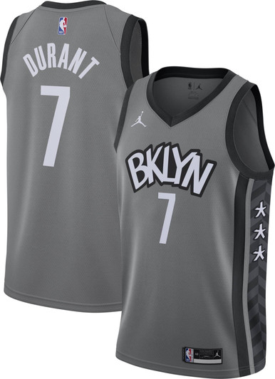 Jordan Men'S Brooklyn Nets Kevin Durant #7 Grey 2020-21 Dri-Fit Statement Swingman Jersey