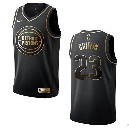 Detroit Pistons 23 Blake Griffin Golden Edition Black 3D Jersey