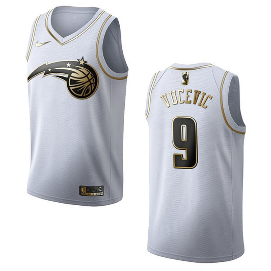 Orlando Magic 9 Nikola Vucevic Golden Edition White 3D Jersey