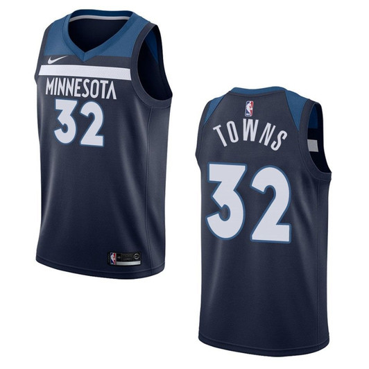 Minnesota Timberwolves 32 Karl Anthony Towns Icon Swingman Navy 3D Jersey
