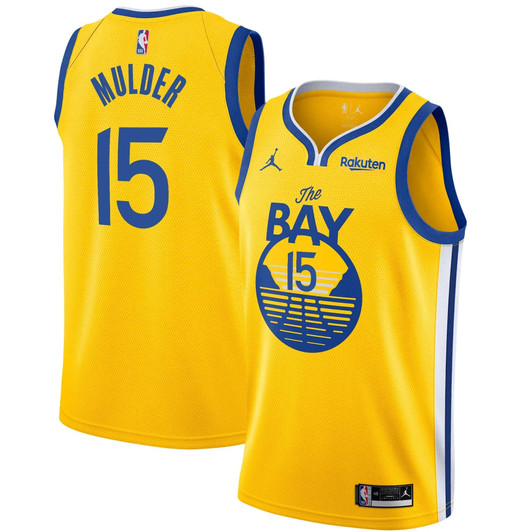 Men'S Jordan Brand Mychal Mulder Gold Golden State Warriors 2020/21 Swingman Badge Jersey – Statement Edition