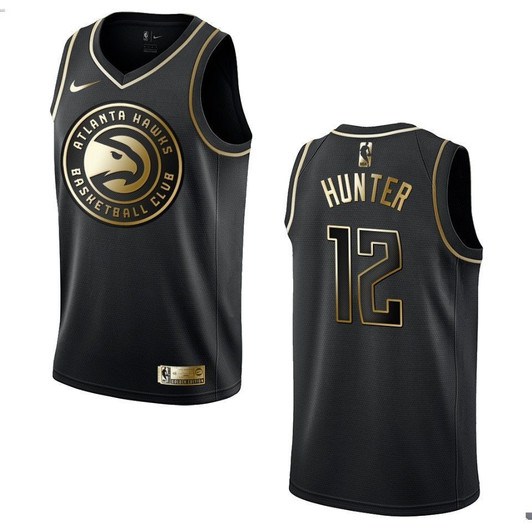 Atlanta Hawks 12 De'Andre Hunter Golden Edition Black 3D Jersey