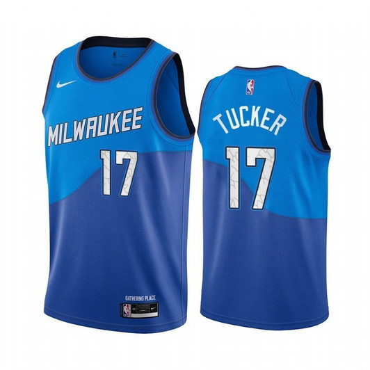 P.J. Tucker Milwaukee Bucks 2021 City Edition Blue #17 Jersey Swingman