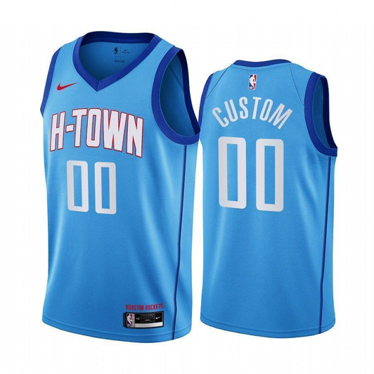 Custom Houston Rockets 2020-21 Blue City Jersey H-Town