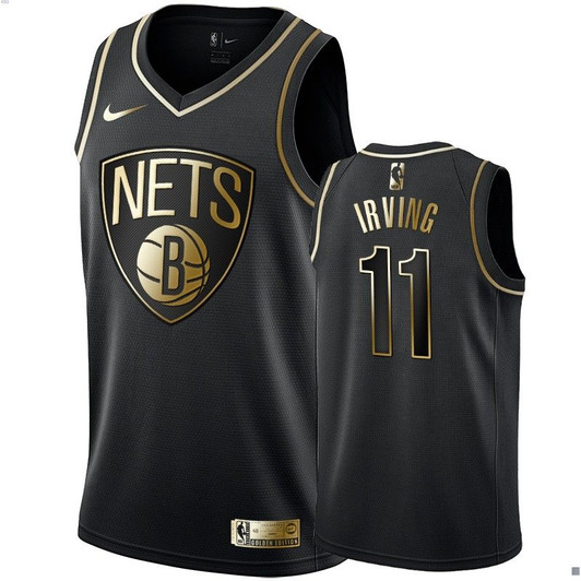 Men'S Brooklyn Nets Kyrie Irving Black #11 Golden Edition Jersey