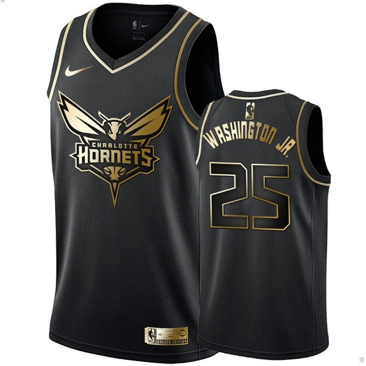 Men'S Charlotte Hornets P.J. Washington Black #25 Golden Edition Jersey