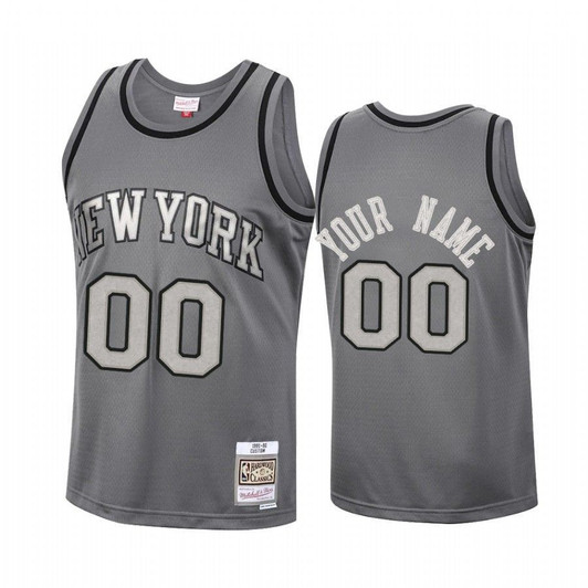 Custom #00 New York Knicks Metal Works Jersey Charcoal