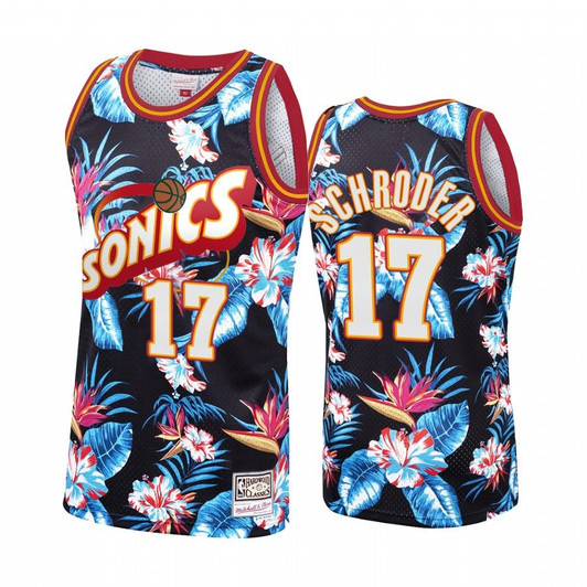 Oklahoma City Thunder Dennis Schroder #17 Floral Fashion Jersey Men'S