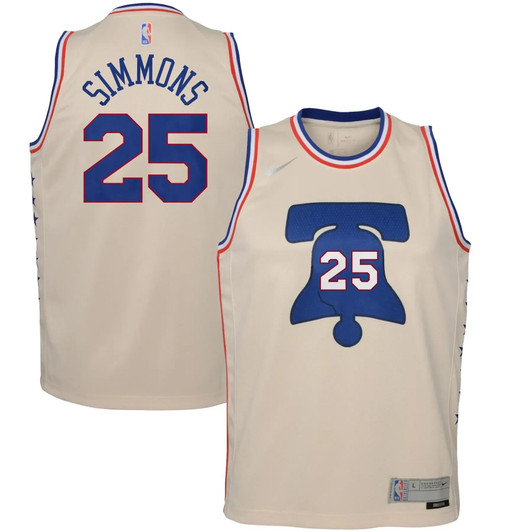 Ben Simmons Philadelphia 76Ers Nike  2020/21 Swingman Player Jersey Cream - Earned Edition