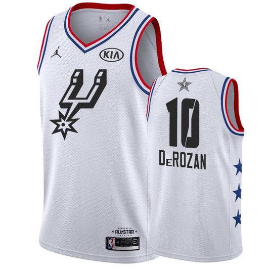 Men San Antonio Spurs #10 Demar Derozan 2019 All-Star Game Finished Jersey - White