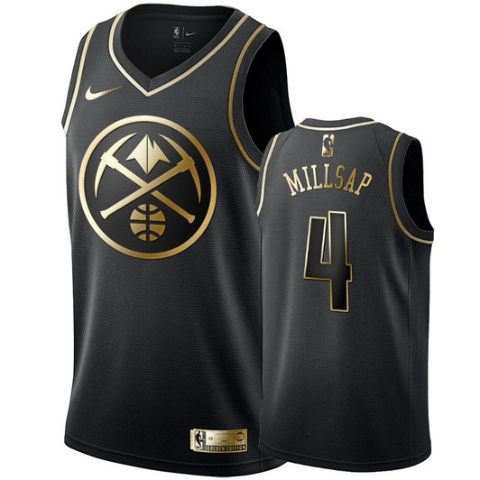 Men'S Denver Nuggets Paul Millsap Black #4 Golden Edition Swingman Jersey