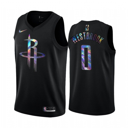Rockets Russell Westbrook Iridescent Hwc Collection Black Jersey