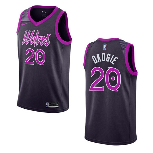 Minnesota Timberwolves 20 Josh Okogie City Swingman Purple 3D Jersey