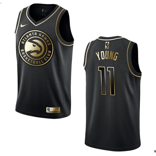 Atlanta Hawks 11 Trae Young Golden Edition Black 3D Jersey