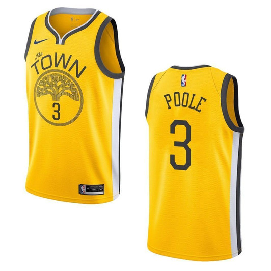 Golden State Warriors 3 Jordan Poole Earned Swingman Yellow 3D Jersey