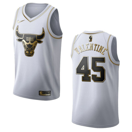 Chicago Bulls 45 Denzel Valentine Golden Edition White 3D Jersey