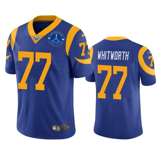 Los Angeles Rams Andrew Whitworth Royal 100Th Season L.A. Coliseum Patch 3D Jersey