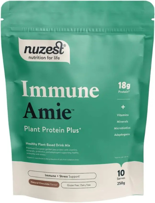 Nuzest NUZ152 Plant Protein Plus+ - Immune Amie 250g Natural Chocolate Flavour