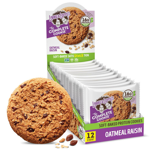 Lenny & Larry's LEN009 The Complete Cookie 12x113g Oatmeal Raisin
Lenny & Larry’s Complete Cookie Oatmeal Raisin 12 x 113g Plant Based Protein Cookies