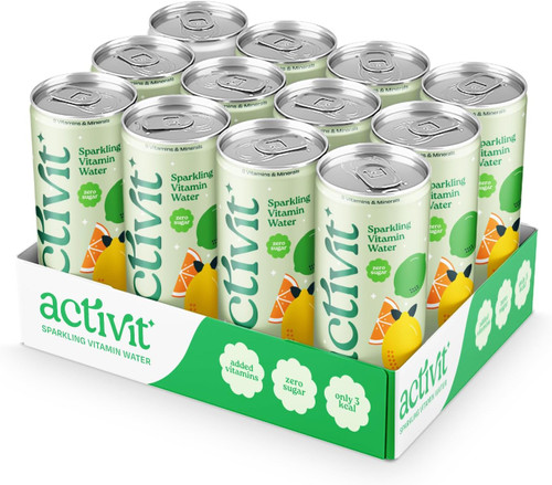 Actiph Activit Sparkling Vitamin Water 12x330ml Lemon & Lime