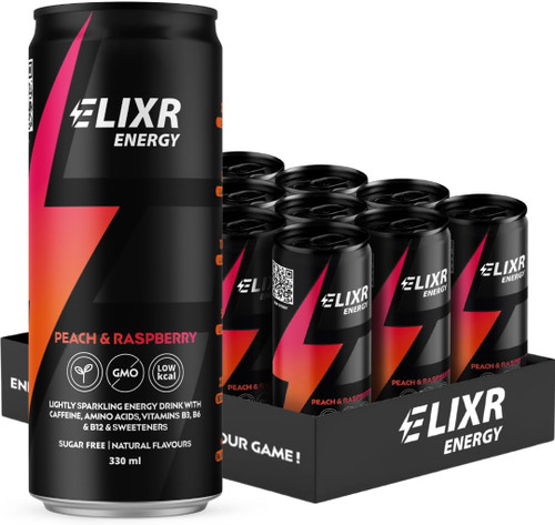 Elixr Energy Energy Drink 12x330ml Peach & Raspberry