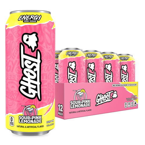 Ghost Energy Drink 12x500ml Sour Pink Lemonade