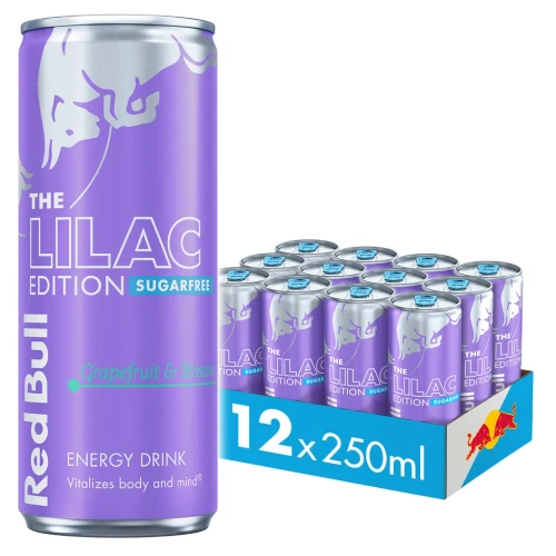 Red Bull Sugar Free Lilac 12x250ml Woodruff Grapefruit