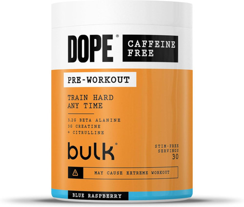 Bulk Dope Pre Workout Caffeine Free 510g Blue Raspberry